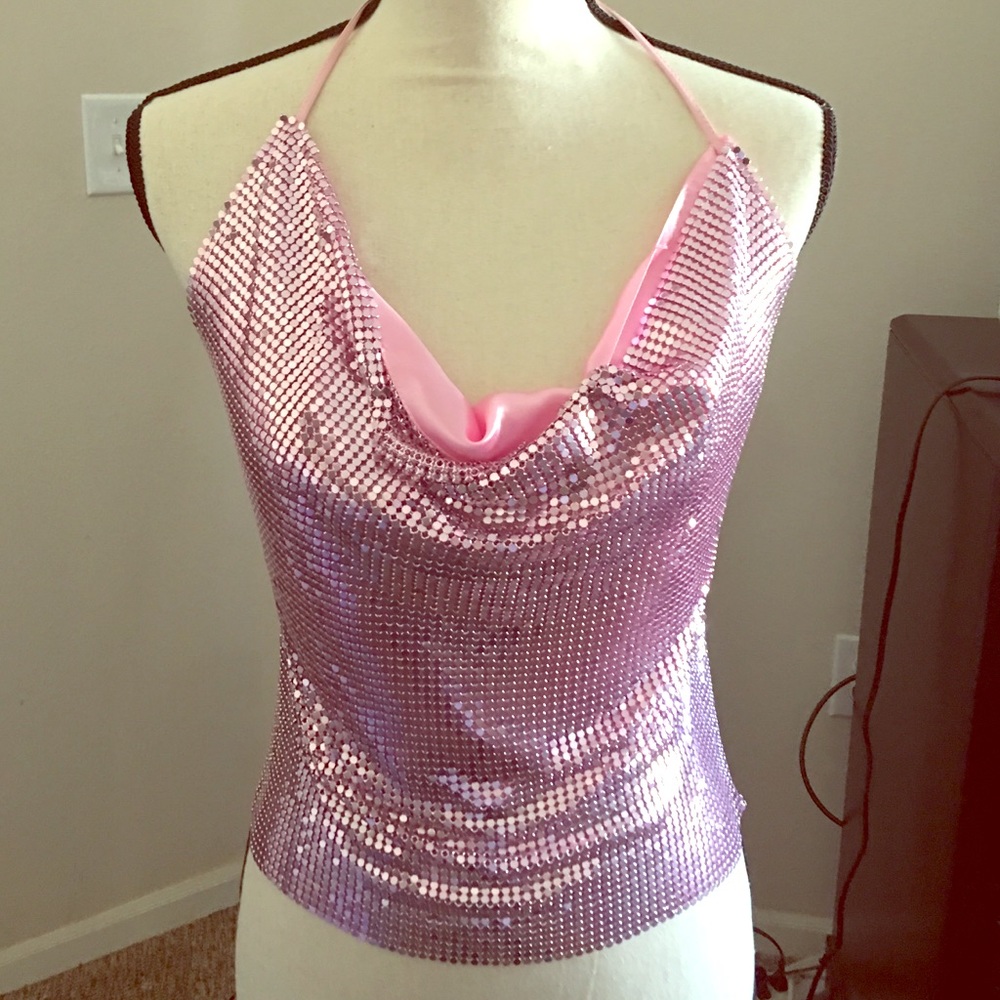 Sparkle and shine pink halter top 🦄✨💎